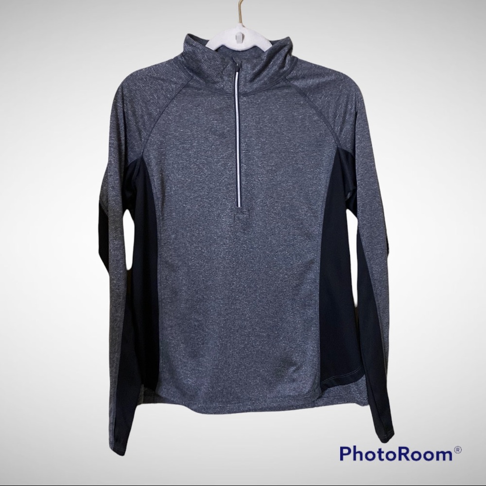 DANSKIN NOW Perfomance Dri More black/grey pullover w/thumb holes, ladies size L